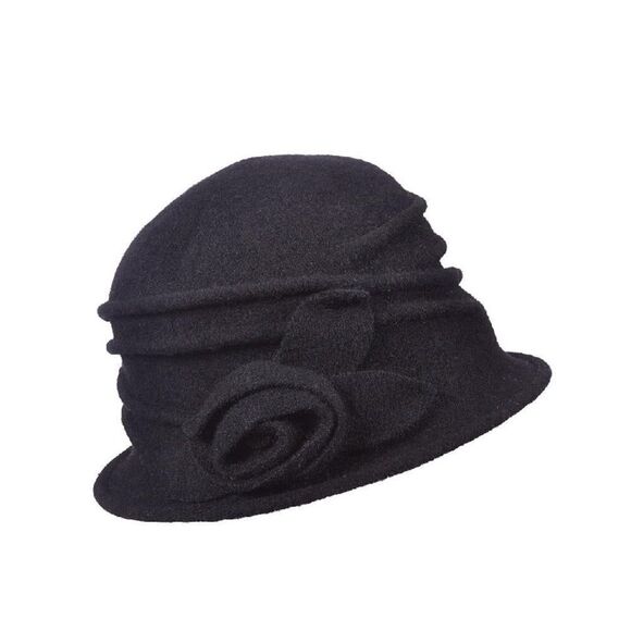 Scala Boiled wool women’s cloche hat black - Picture 1 of 7